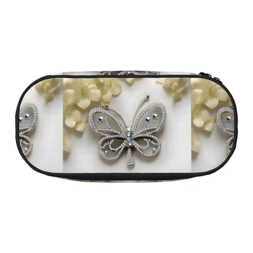 YHBLYKXP Federmäppchen aus Oxford-Stoff mit Strass-Schmetterlings- und Blumendruck, mit geordneten Netzfächern, eine praktische Wahl oder auf Reisen von YHBLYKXP