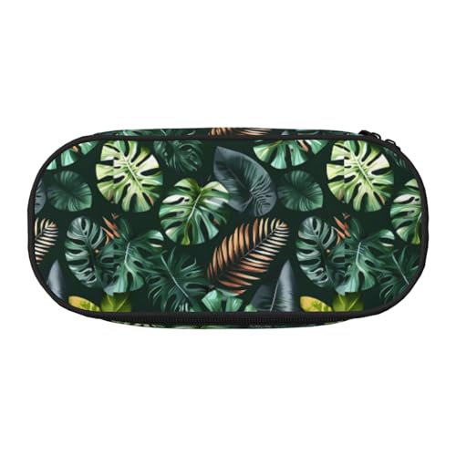 YHBLYKXP Federmäppchen aus Oxford-Stoff mit tropischen Blättern und geordneten Netzfächern – eine praktische Wahl für Reisen von YHBLYKXP