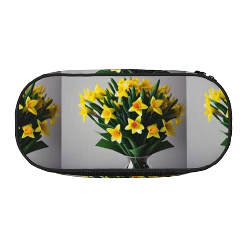 YHBLYKXP Federmäppchen mit Narzissen-Motiv aus Oxford-Stoff mit geordneten Netzfächern – eine praktische Wahl oder auf Reisen von YHBLYKXP