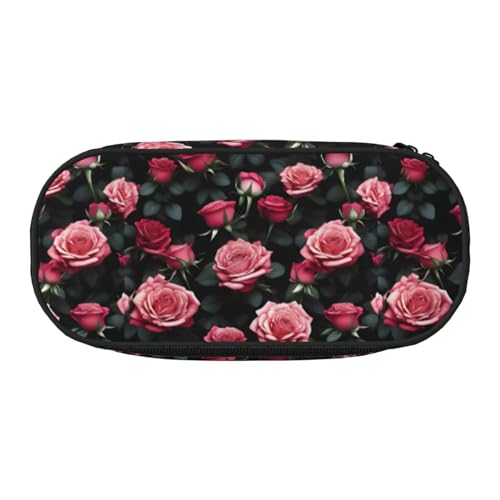 YHBLYKXP Federmäppchen mit Rosenblüten und vielen Drucken, Oxford-Stoff, mit geordneten Netzfächern – eine praktische Wahl oder auf Reisen von YHBLYKXP
