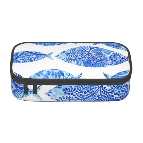 YHBLYKXP Fischmalerei bedruckte große Kapazität Bürobox Schreibwaren Organizer Büro Kosmetiktasche von YHBLYKXP