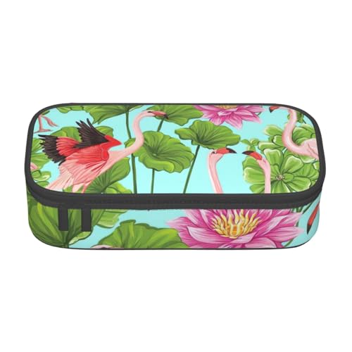 YHBLYKXP Flamingo Love Flowers bedruckte große Kapazität Bürobox Schreibwaren Organizer Büro Kosmetiktasche von YHBLYKXP
