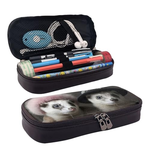 YHBLYKXP French Fashion Model Frettchen Print Leder Klappe Kosmetiktasche Kulturbeutel Organizer Reißverschluss Münzbörse Kosmetiktasche Schwarz, Schwarz, Einheitsgröße von YHBLYKXP