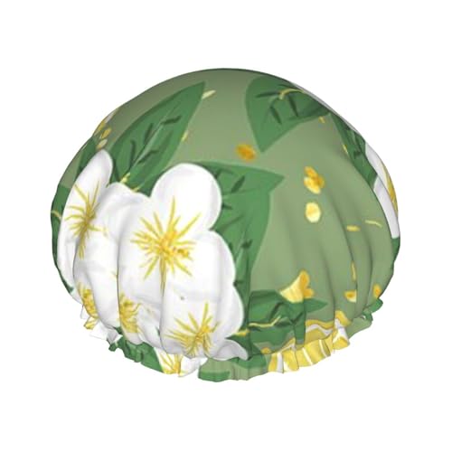 YHBLYKXP Fresh Lemon Print Verstellbare doppellagige Duschhaube, wiederverwendbare Damen-Spa-Salon-Duschhaube von YHBLYKXP