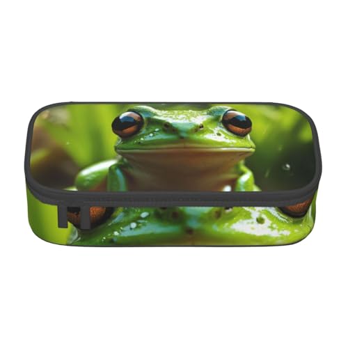 YHBLYKXP Frosch und Regen bedruckte große Kapazität Bürobox Schreibwaren Organizer Büro Kosmetiktasche von YHBLYKXP