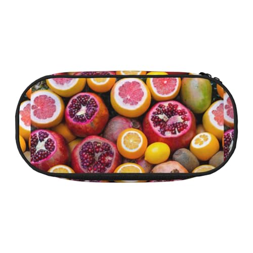 YHBLYKXP Fruit Picture-Standard-Druck Oxford Tuch Federmäppchen mit geordneten Netzfächern – eine praktische Wahl für Reisen von YHBLYKXP