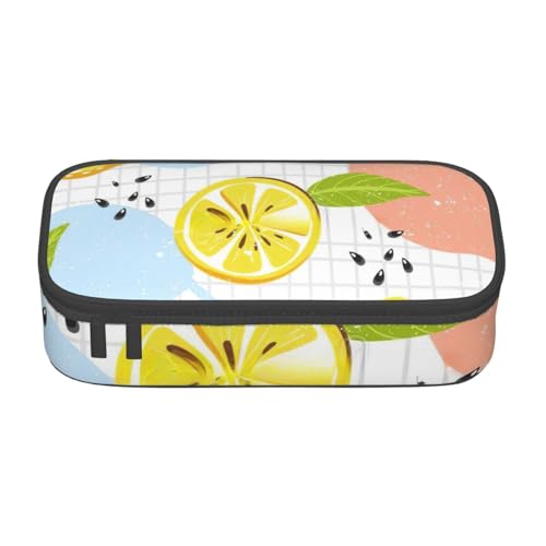 YHBLYKXP Fruits Lemon Printed Large Capacity Office Box Stationery Organizer Office Cosmetic Bag, Black, BD004 von YHBLYKXP