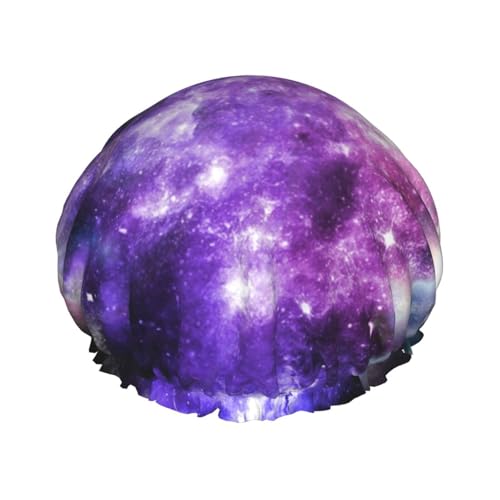 YHBLYKXP Galaxy Sky Druck Verstellbare doppellagige Duschhaube, wiederverwendbare Damen-Spa-Salon-Duschhaube von YHBLYKXP