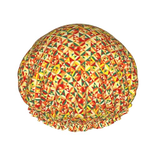 YHBLYKXP Geometrischer Druck, verstellbare doppellagige Duschhaube, wiederverwendbare Damen-Spa-Salon-Duschhaube von YHBLYKXP