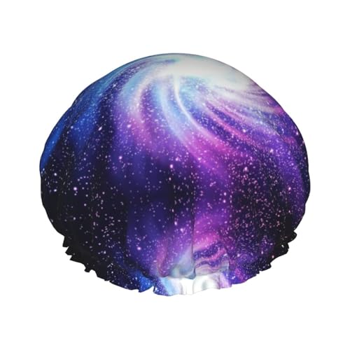 YHBLYKXP Glaxy Print Verstellbare doppellagige Duschhaube, wiederverwendbare Damen-Spa-Salon-Duschhaube von YHBLYKXP