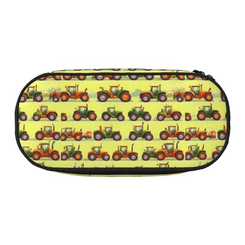 YHBLYKXP Green Fields Federmäppchen mit Farming-Maschinen-Druck, Oxford-Stoff mit geordneten Netzfächern – eine praktische Wahl für Reisen von YHBLYKXP