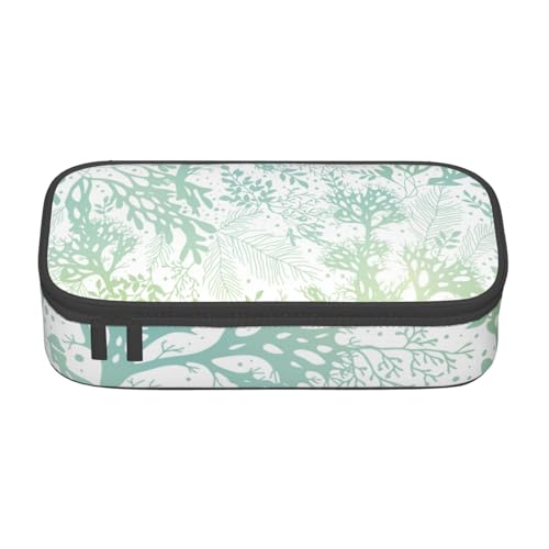 YHBLYKXP Green Sea Blue Seaweed Printed Large Capacity Office Box Stationery Organizer Office Cosmetic Bag von YHBLYKXP