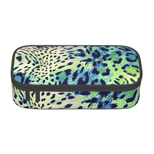 YHBLYKXP Grüne Leopardenmuster Große Kapazität Bürobox Schreibwaren Organizer Büro Kosmetiktasche Schwarz BD004 von YHBLYKXP