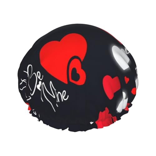 YHBLYKXP Happy Valentine's Day Print Verstellbare doppellagige Duschhaube, wiederverwendbare Damen-Spa-Salon-Duschhaube von YHBLYKXP