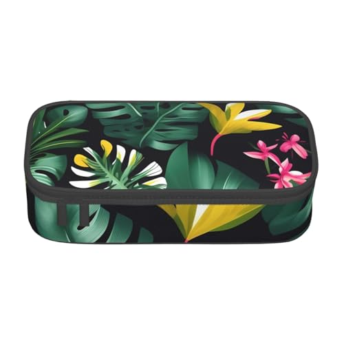 YHBLYKXP Hawaiianische tropische Blätter, Blumendruck, große Kapazität, Aufbewahrungstasche, Reise-, Bürobedarf-Box, Make-up-Tasche, Schreibtisch-Organizer mit von YHBLYKXP