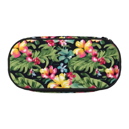 YHBLYKXP Hawaiianischer Blumendruck Oxford Tuch Federmäppchen mit geordneten Netzfächern - eine praktische Wahl oder Reise von YHBLYKXP