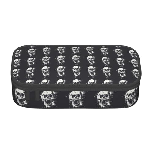 YHBLYKXP Horror Ghost Skull Printed Large Capacity Office Box Stationery Organizer Office Cosmetic Bag von YHBLYKXP