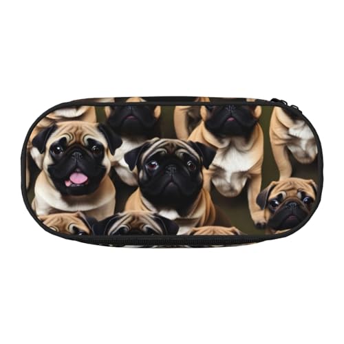 YHBLYKXP Imagen De Pug-Standarddruck Oxford Tuch Federmäppchen mit bestellten Netzfächern - eine praktische Wahl oder Reise von YHBLYKXP