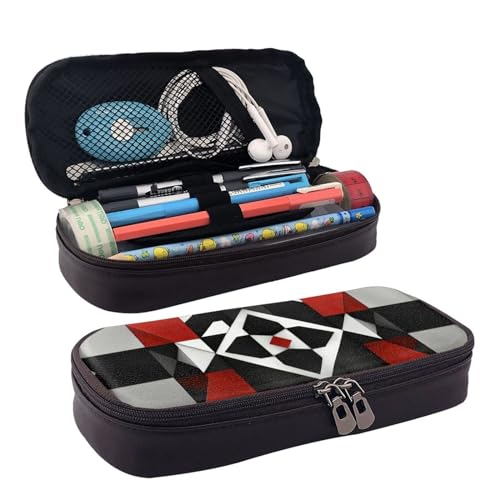 YHBLYKXP Kosmetiktasche mit abstraktem geometrischem Muster, Lederklappe, Kulturbeutel, Organizer, Reißverschluss, Münzgeldbörse, Kosmetiktasche, Schwarz, Einheitsgröße von YHBLYKXP