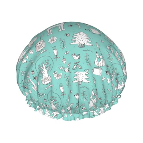 YHBLYKXP Lama Alpaka Green Print Verstellbare doppellagige Duschhaube, wiederverwendbare Damen-Spa-Salon-Duschhaube von YHBLYKXP