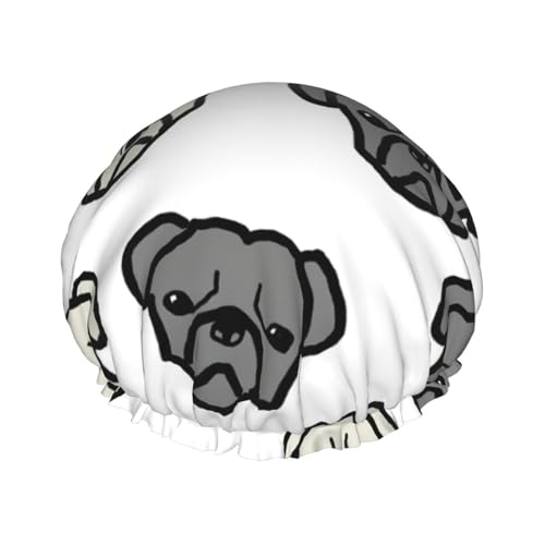 YHBLYKXP Merican Dog Head Print Adjustable Double Layer Shower Cap, Reusable Women Spa Salon Shower Cap von YHBLYKXP
