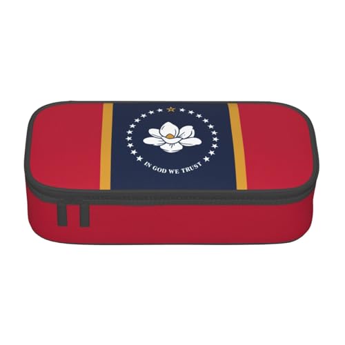 YHBLYKXP Mississippi Aufbewahrungstasche mit Staatsflaggen-Druck, große Kapazität, Reise- und Bürobedarf-Box, Make-up-Tasche, Schreibtisch-Organizer mit, Schwarz, One Size, Prägnant von YHBLYKXP