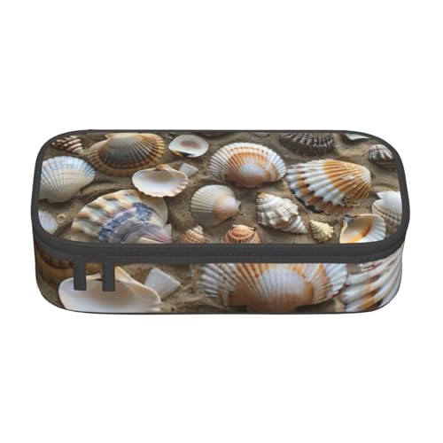 YHBLYKXP Muscheln Sand bedruckte große Kapazität Bürobox Schreibwaren Organizer Büro Kosmetiktasche von YHBLYKXP