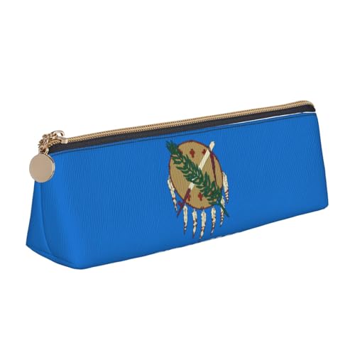 YHBLYKXP Oklahoma State Flag Print Triangle Leder Schreibwaren Aufbewahrungstasche, tragbare Make-up-Tasche, tägliche Aufbewahrung kleiner Gegenstände, Weiss/opulenter Garten, Einheitsgröße, von YHBLYKXP