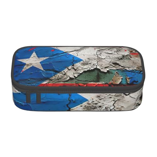 YHBLYKXP Puerto Rico Tapetenflagge, bedruckt, großes Fassungsvermögen, Bürobox, Schreibwaren-Organizer, Büro-Kosmetiktasche von YHBLYKXP