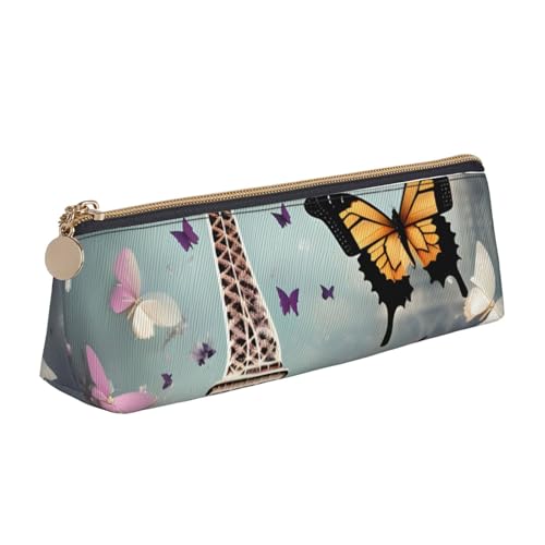 YHBLYKXP Romantische Paris Schmetterling Eiffel Druck Dreieck Leder Schreibwaren Aufbewahrungstasche Tragbare Make-up Tasche Tägliche Aufbewahrung kleiner Gegenstände, Weiss/opulenter Garten, von YHBLYKXP