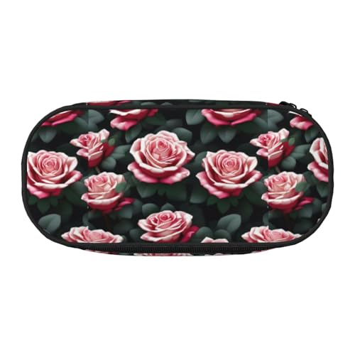 YHBLYKXP Rose Blume vieler Fans Druck Oxford Tuch Federmäppchen mit geordneten Netzfächern - eine praktische Wahl oder Reise von YHBLYKXP