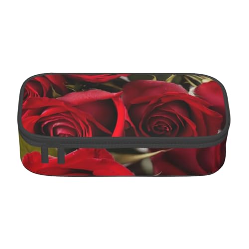 YHBLYKXP Rote Rose Blumendruck Große Kapazität Bürobox Schreibwaren Organizer Büro Kosmetiktasche von YHBLYKXP