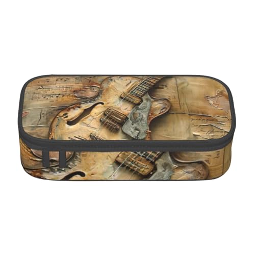 YHBLYKXP Schöne Gitarre bedruckte große Kapazität Bürobox Schreibwaren Organizer Büro Kosmetiktasche von YHBLYKXP