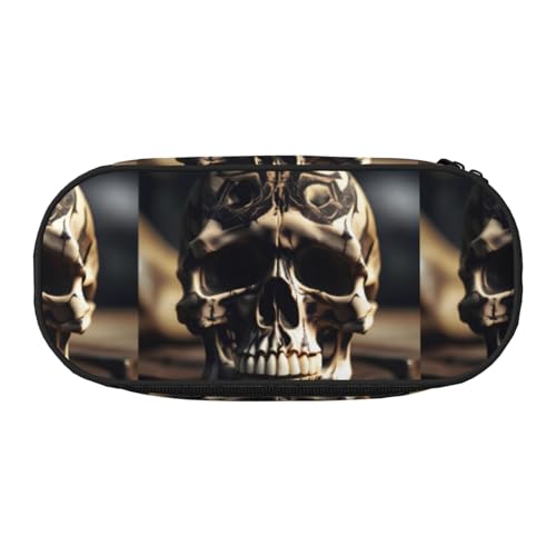 YHBLYKXP Skull Rock Roll Skelett Knochen Print Oxford Tuch Federmäppchen mit geordneten Netzfächern - eine praktische Wahl oder Reise von YHBLYKXP