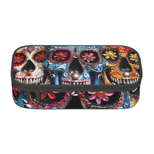 YHBLYKXP Sugar Skulls bedruckte große Kapazität Bürobox Schreibwaren Organizer Büro Kosmetiktasche von YHBLYKXP