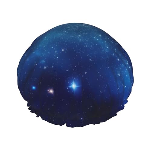 YHBLYKXP Universe Stars Galaxy Print Verstellbare doppellagige Duschhaube, wiederverwendbare Damen-Spa-Salon-Duschhaube von YHBLYKXP