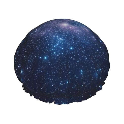 YHBLYKXP Universe Stars Galaxy Print Verstellbare doppellagige Duschhaube, wiederverwendbare Damen-Spa-Salon-Duschhaube von YHBLYKXP