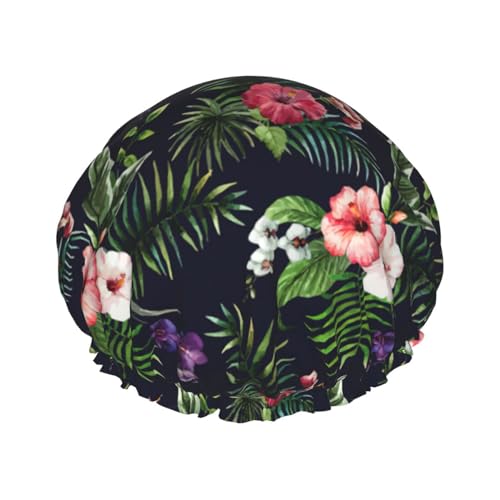 YHBLYKXP Verstellbare doppellagige Duschhaube mit Blumenmuster, wiederverwendbare Duschhaube für Damen von YHBLYKXP