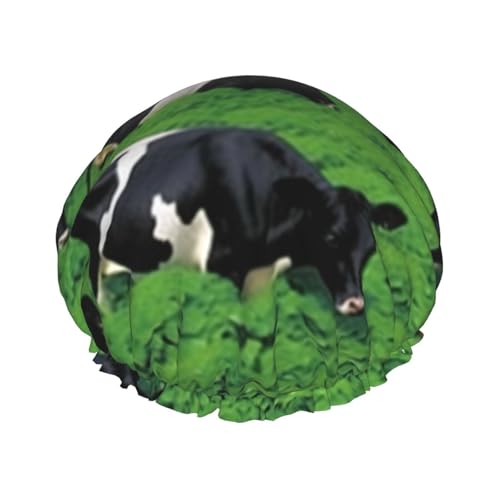 YHBLYKXP Verstellbare doppellagige Duschhaube mit Kuhdruck, wiederverwendbare Duschhaube für Damen im Spa-Salon von YHBLYKXP