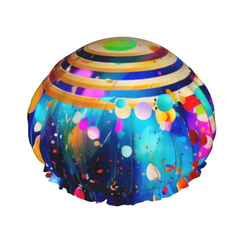 YHBLYKXP Verstellbare doppellagige Duschhaube mit Musiknoten-Druck, wiederverwendbare Damen-Spa-Salon-Duschhaube von YHBLYKXP