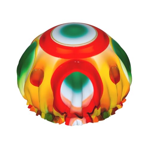 YHBLYKXP Verstellbare doppellagige Duschhaube mit Punktemuster, wiederverwendbare Duschhaube für Damen von YHBLYKXP