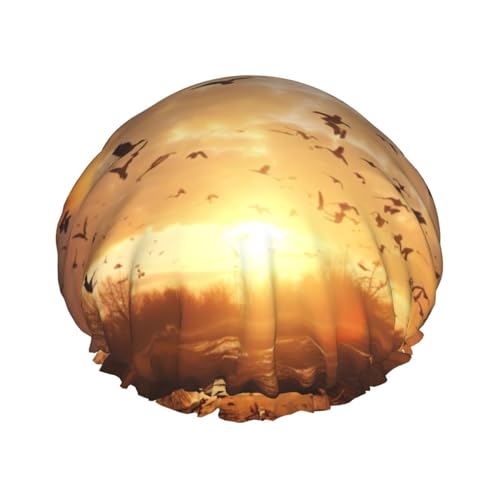 YHBLYKXP Verstellbare doppellagige Duschhaube mit Vogelmotiv, wiederverwendbare Duschhaube für Damen von YHBLYKXP