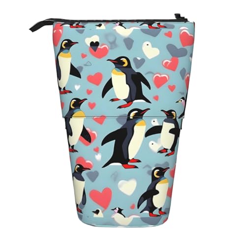 YHBLYKXP Vertikales einziehbares Federmäppchen mit Aufschrift "I Love Penguins", Aufbewahrungstasche, geeignet für Büro, Reisen und den täglichen Gebrauch von YHBLYKXP