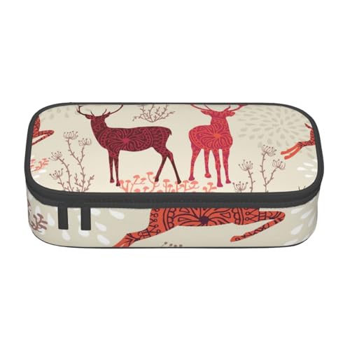 YHBLYKXP Weihnachtselch bedruckte große Kapazität Bürobox Schreibwaren Organizer Büro Kosmetiktasche von YHBLYKXP