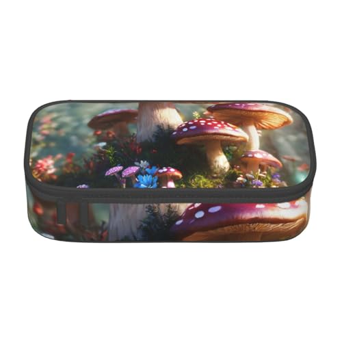 YHBLYKXP Wild Mushroom Bedruckte Große Kapazität Bürobox Schreibwaren Organizer Büro Kosmetiktasche Schwarz BD004 von YHBLYKXP