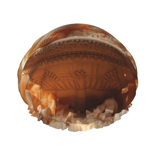 YHBLYKXP tarfish Seashell Sandy Beach Print Verstellbare doppellagige Duschhaube, wiederverwendbare Damen-Spa-Salon-Duschhaube von YHBLYKXP