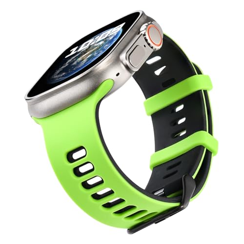 Sportarmbänder, kompatibel mit Apple Watch Ultra 1/2 Starp Herren, weiches Silikon, Armbänder für Apple Watch iWatch Serie 8, 7, 6, 5, 4, SE, 1 Stück, 41mm/40mm/38mm, Edelstahl von YHC