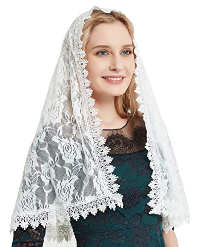 Mantilla Veil katholischer Massenschleier katholische Kirche Mantilla Spitze Headcover für Kirche S97, Elfenbeinfarbener Schleier, Einheitsgröße Mantilla Veil katholischer Massenschleier katholische Kirche Mantilla Spitze Headcover für Kirche S97, Elfenbeinfarbener Schleier, Einheitsgröße von YHDDYG