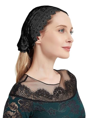 YHDDYG Kopfbedeckung aus Spitze für Kirche, Mantilla, Schleier, katholischer Kapellenschleier, S98, Schwarz YHDDYG Kopfbedeckung aus Spitze für Kirche, Mantilla, Schleier, katholischer Kapellenschleier, S98, Schwarz von YHDDYG