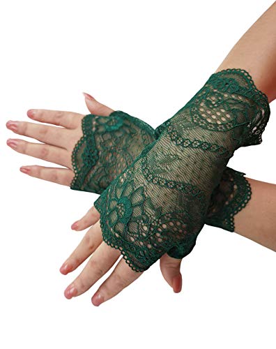 YHDDYG Frauen Spitze Handschuh Fingerlose Party Handschuhe S62, S-grün, Einheitsgröße von YHDDYG